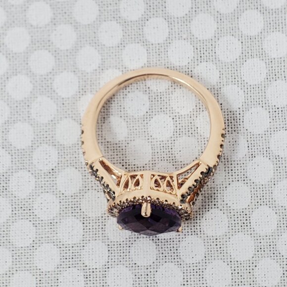 Le Vian 14K Strawberry Gold Ring 2ct Grape Amethyst 1/3ct Nude & 1/8ct Chocolate - Picture 10 of 15